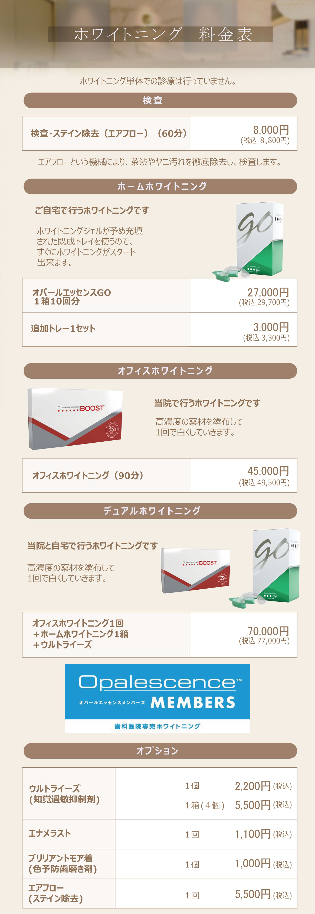 ホワイトニング料金